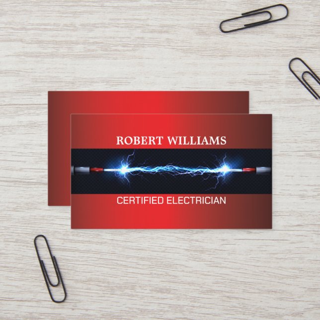 Carte de visite certifiée pour électricien profess (Devant/Arrière en situation)