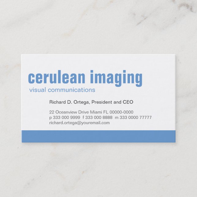 Carte De Visite Cerulean de panneau de ligne de base (Devant)