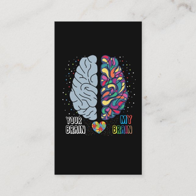 Carte De Visite Cerveau coloré autistique du coeur de la Sensibili (Devant)