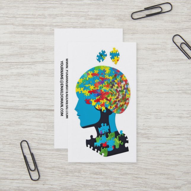Carte De Visite Cerveau de pièce de puzzle avec fractures (Devant/Arrière en situation)