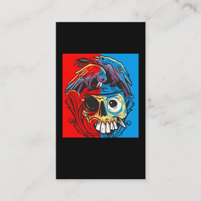 Carte De Visite Cerveau Zombie Halloween Corbeau crâne (Devant)