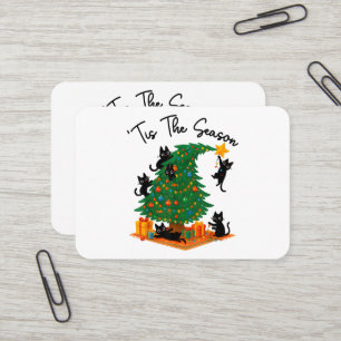 Carte De Visite C'est la saison Arbre de Noël Chat noir mignon
