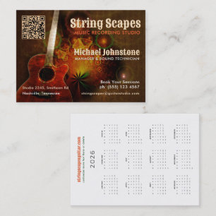 Carte De Visite Chaîne Scapes Musique Guitare Art avec calendrier 