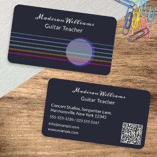 Carte De Visite Chaînes de guitare colorées Professeur de musique