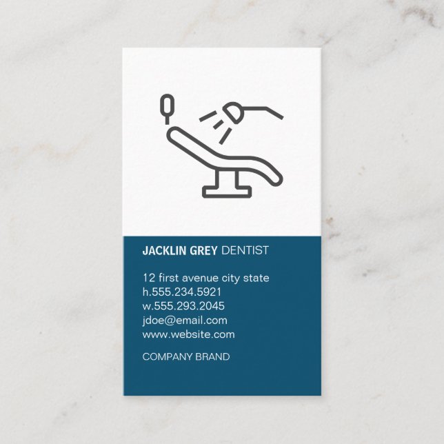 Carte De Visite Chaire et outils pour dentiste (Devant)