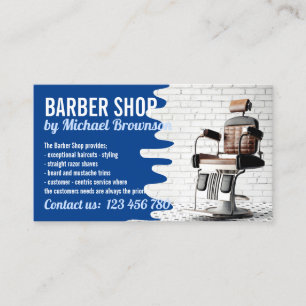 Carte De Visite Chaise de salon de coiffure rétro Navy Barbershop 