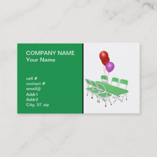 Carte De Visite chaise pliante et tables avec des ballons de