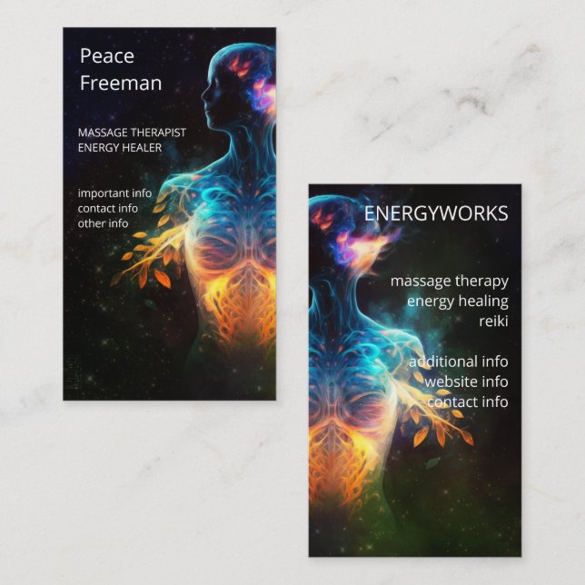 Carte De Visite Chakras | Auras humains | Energy Healer (Devant / Derrière)