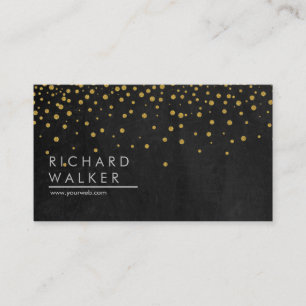 Carte De Visite Chalkboard Confetti Gold Dots Professionnel Élégan