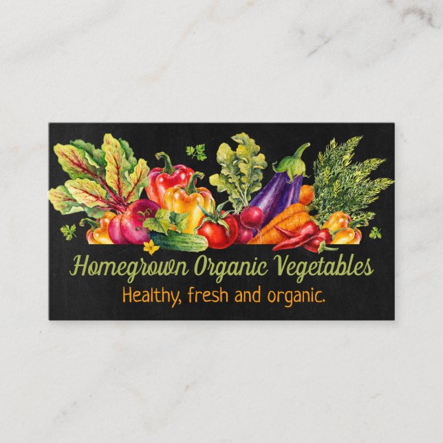 Carte De Visite Chalkboard Fresh Homegrew Vegetable Business (Devant)