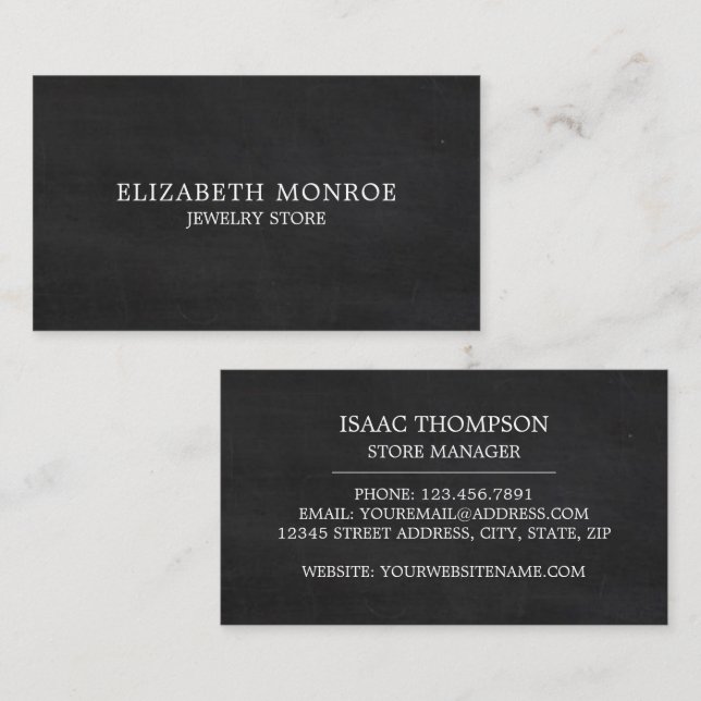 Carte De Visite Chalkboard, Joaillier (Devant / Derrière)