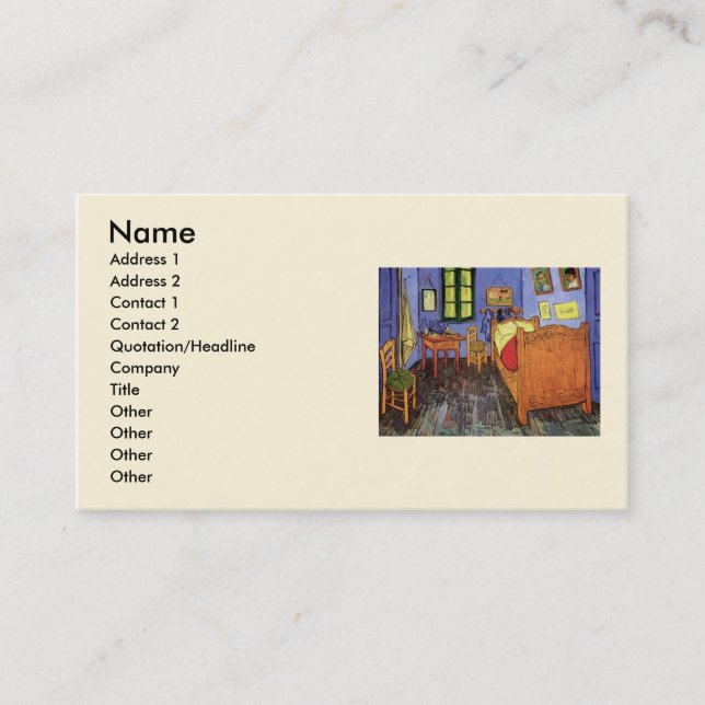 Carte De Visite Chambre de Vincent à Arles par Vincent van Gogh (Devant)