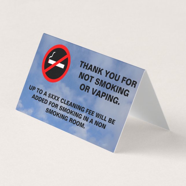 Carte De Visite Chambre d'hôtel non fumeur non vaporeuse signe rec (Devant)