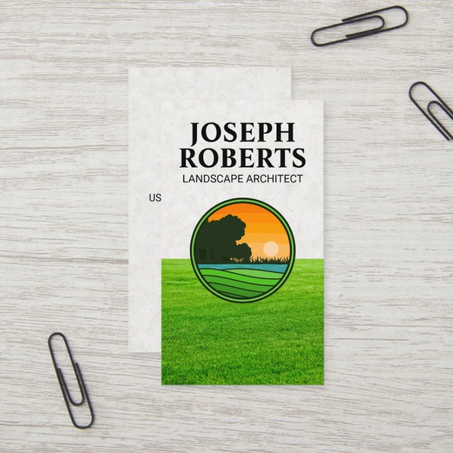 Carte De Visite Champ d'herbe | Logo de la nature (Devant/Arrière en situation)