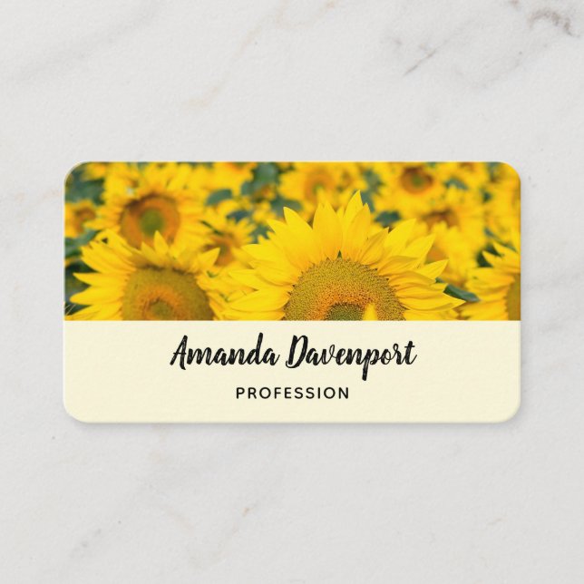Carte De Visite Champ jaune de tournesols photo (Devant)