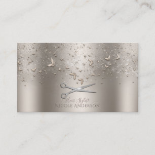 Carte De Visite Champagne Gold Butterflies Silver Scissers Stylist