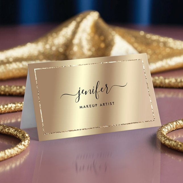 Carte De Visite Champagne Luxury Gold Foil Monogramme Élégant (Créateur téléchargé)