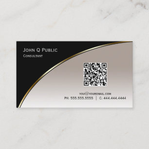 Carte De Visite Champagne noir moderne QR Elegant Professionnel