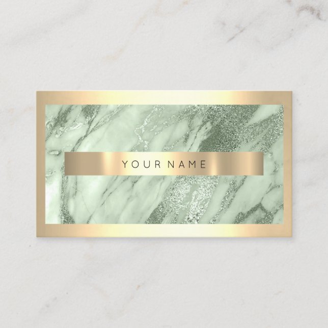 Carte De Visite Champaig Or Cadre Métallurgique Sparkly Mint Marbr (Devant)