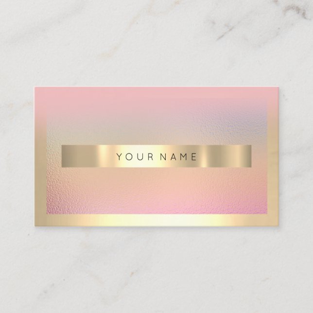 Carte De Visite Champaign Or Cadre Métallic Ombre Luxe VIP (Devant)