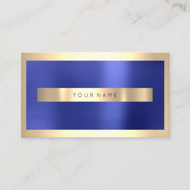 Carte De Visite Champaigne Gold Frame Metallic Indigo Bleu Minimal (Devant)