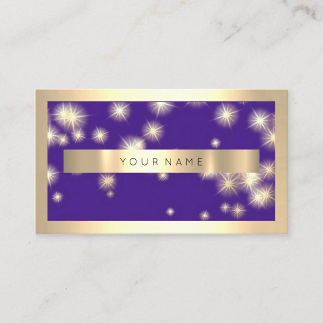Carte De Visite Champaiing Gold Frame Blue Navy Gold Stars (Devant)