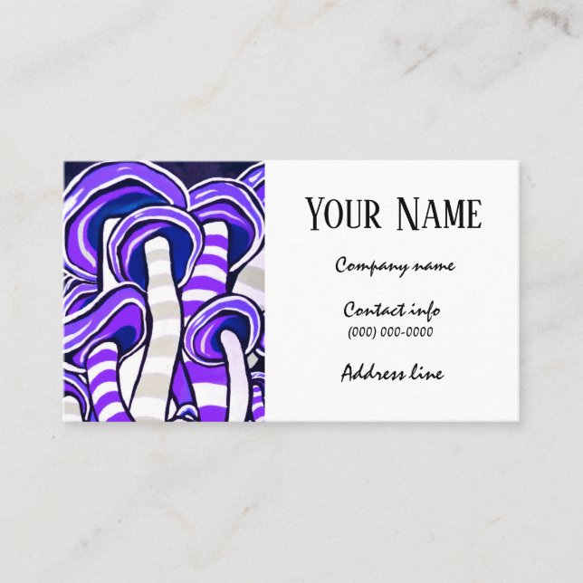 Carte De Visite Champignons Trippy Boho de hippie pourpre (Devant)