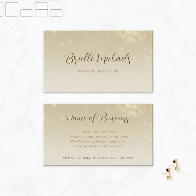 Carte De Visite Championnat professionnel Gold Minimal Subtle Spar (Professional Champaign Gold Minimal Subtle Sparkle Business Cards)