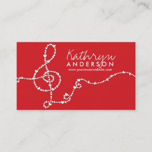 Carte De Visite Chanson rouge d'artiste de coeurs de musique