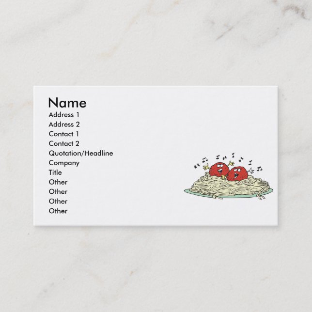 Carte De Visite chant des boulettes de viande sur spaghetti (Devant)