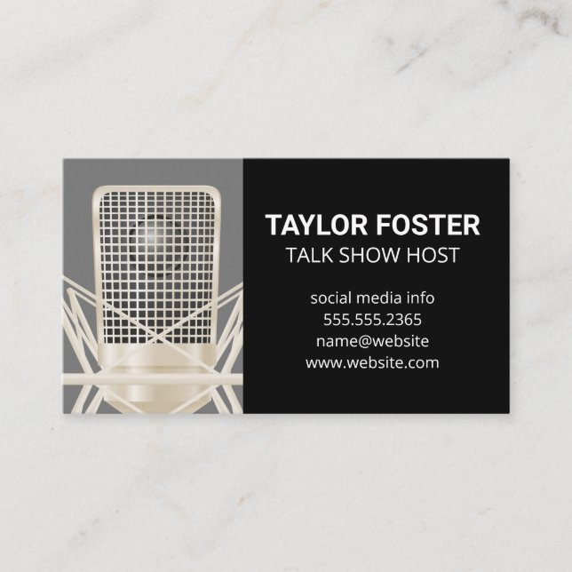 Carte De Visite Chanteur de microphone | Présentation | Podcast (Devant)