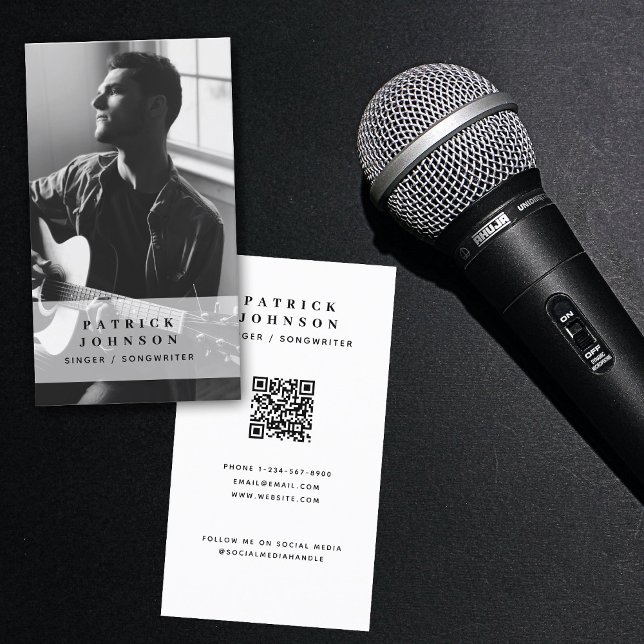 Carte De Visite Chanteur musicien auteur de l'chanson Photo QR Cod (Créateur téléchargé)