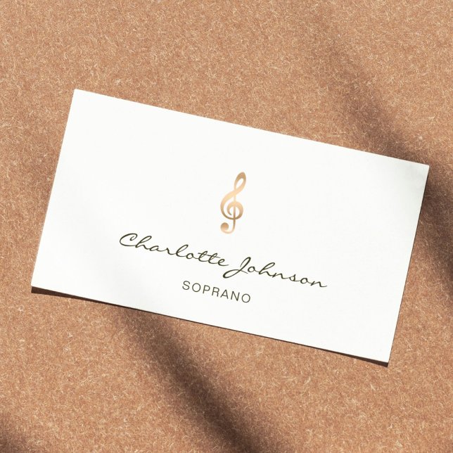 Carte De Visite Chanteur professionnel Soprano Gold Treble Clef Bl (Créateur téléchargé)