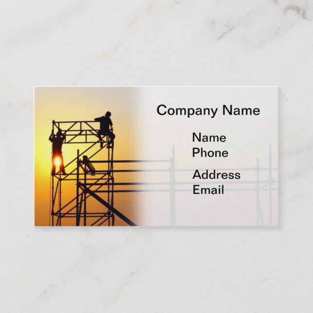 Carte De Visite Chantier de construction avec des travailleurs au (Devant)