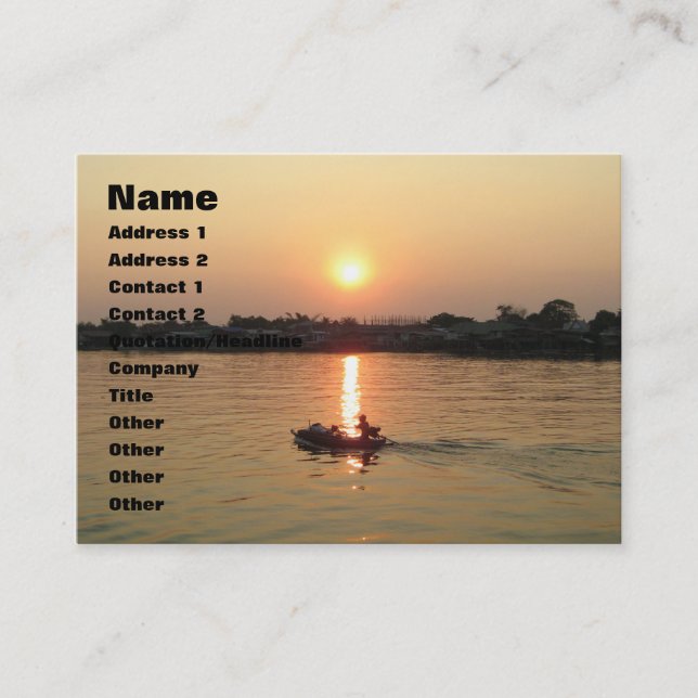 Carte De Visite Chao Phraya River Sunset ... Ayutthaya, Thaïlande (Devant)
