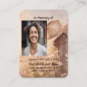 Carte De Visite Chapeau de Cowboy Mémorial de Prière Occidentale
