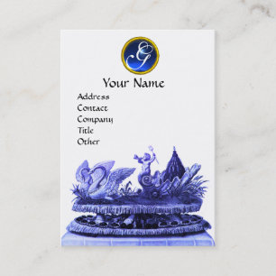 CARTE DE VISITE CHARIOT BLEU DE SWANS AVEC CUPCAKES ET PASTEUR