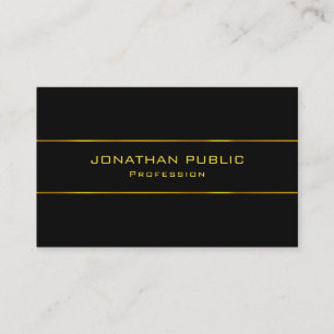 Carte De Visite Charmant moderne Elegant Black Gold Top Modèle
