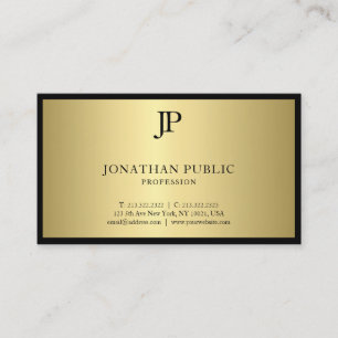 Carte De Visite Charme élégant de monogramme de noir et d'or à 