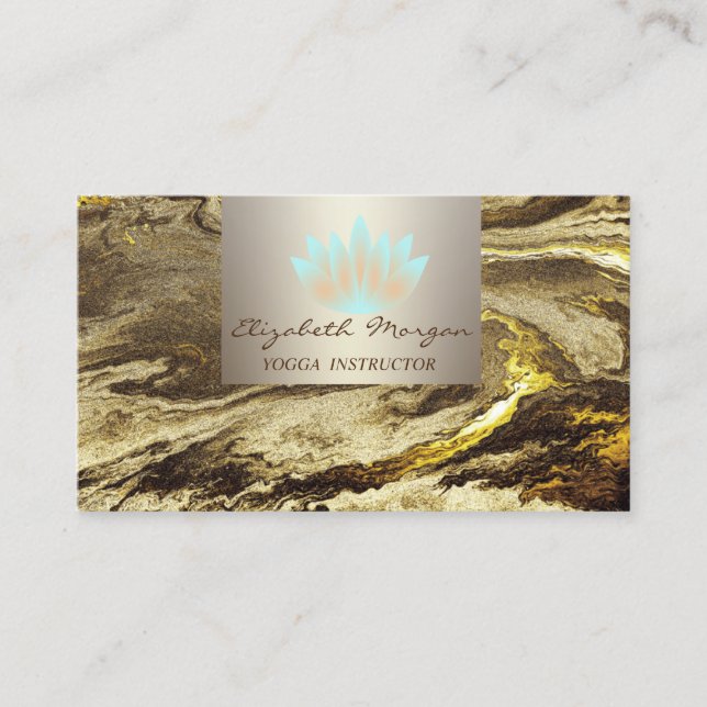 Carte De Visite Charme Professionnel Moderne, Lotus, Marbre (Devant)