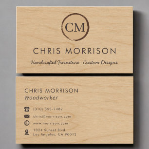 Carte De Visite Charpentier Bois Rustique Monogramme Professionnel