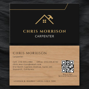 Carte De Visite Charpentier Construction Menuiserie Bois Code QR