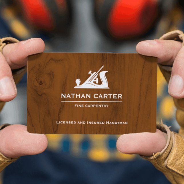 Carte De Visite Charpentier de bois Jack Plane bois foncé (Créateur téléchargé)