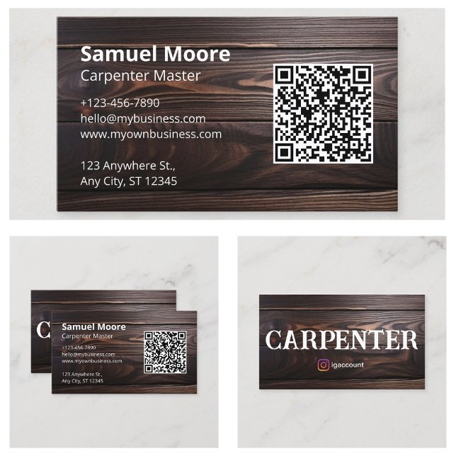 Carte De Visite Charpentier Professionnel Rustique (Rustic Professional Woodworking Carpenter Business Card
)