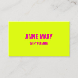 Carte De Visite Chartreuse Yellow Hot Pink Mariage Event Planner