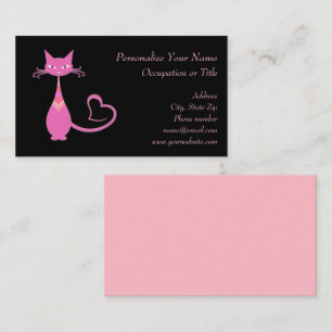Carte De Visite Chat à Kitty Rose Retro Vintage Classic Rose Noir