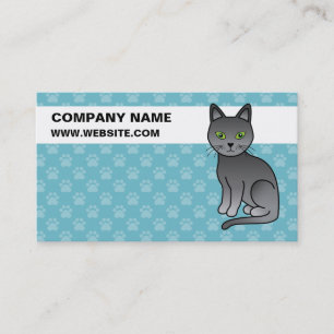 Carte De Visite Chat bleu russe avec informations commerciales per