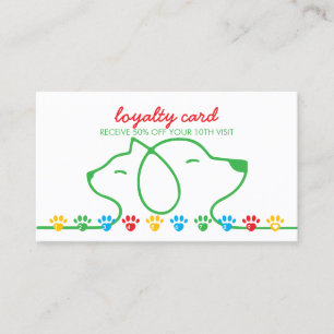 Carte De Visite Chat Chien Pattes vert rouge bleu punch Rabais Fid