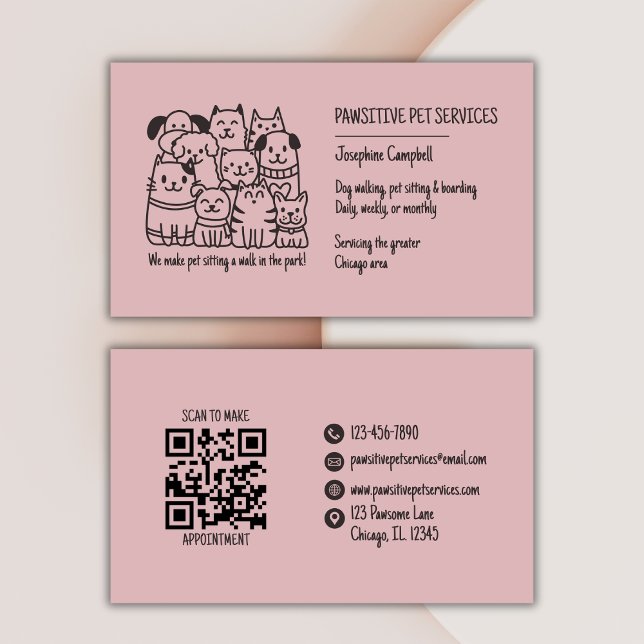 Carte De Visite Chat chien rose chatte mignon pour animal de compa (Créateur téléchargé)