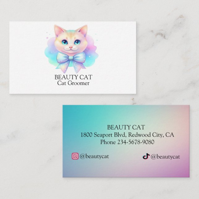 Carte De Visite Chat Cravate (Devant / Derrière)